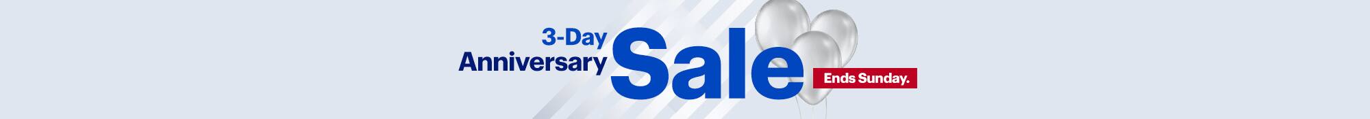 Three-day anniversary sale. Ends Sunday.
