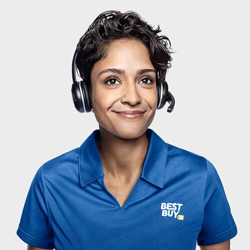 Woman with headset on