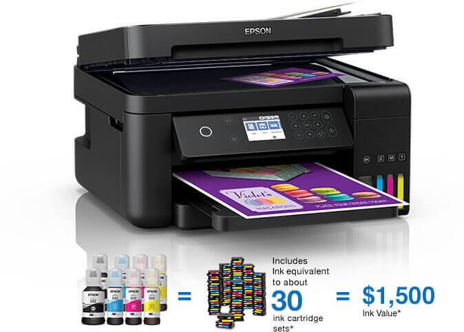 All-in-one printer. ET-3750 includes ink equivalent to about 30 ink cartridge sets, see footnote. Equal to $1,500 ink value, see footnote.
