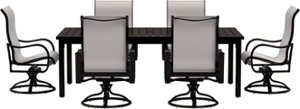 Yardbird® - Pepin 7 Piece Rectangular Outdoor Dining Set with Swivel Rocking Chairs - Oyster