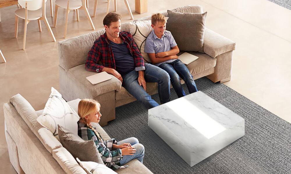 Family in home theater