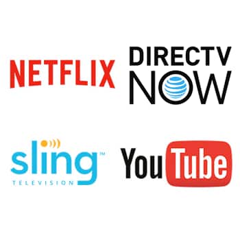 Streaming service providers, Netflix, directv now, sling television, youtube