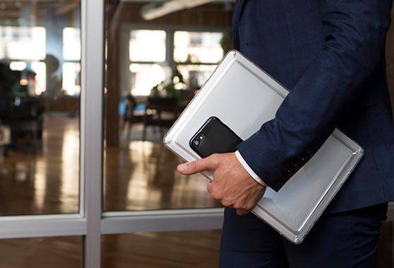 Man holding laptop