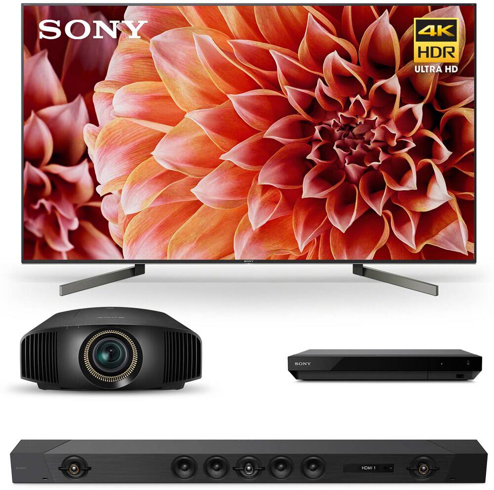 TV, projector, Blu-ray player, sound bar