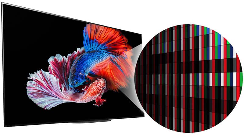 TV with close-up of pixels