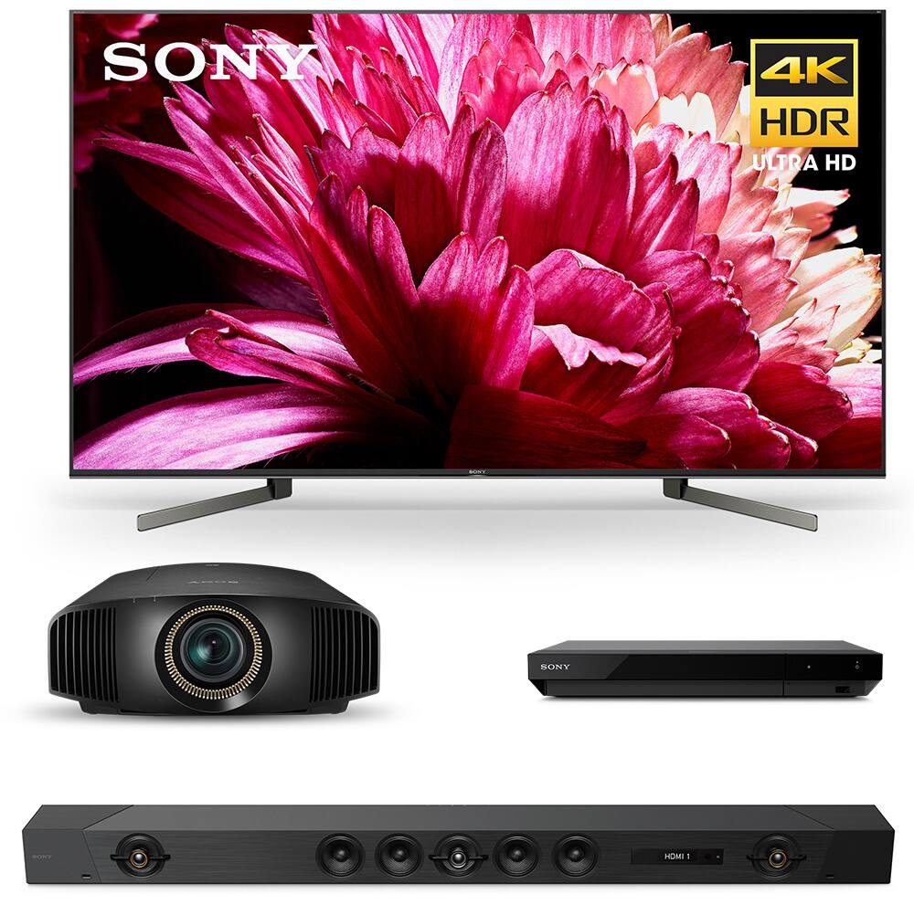 TV, projector, Blu-ray player, sound bar