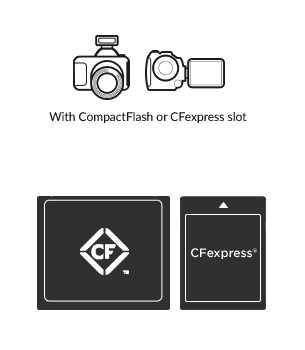 Cameras, with CompactFlash or C F express slot, memory cards