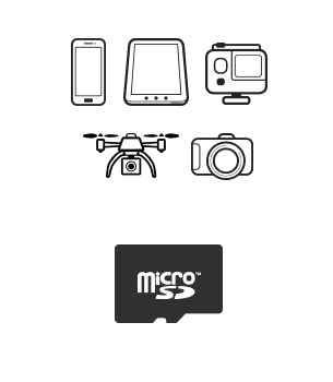 Smart devices, action camera, drone, camera, microSD card
