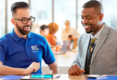 Account manager working with client