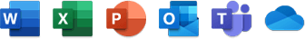 Microsoft 365, Word, Excel, PowerPoint, Outlook, Teams, One Drive