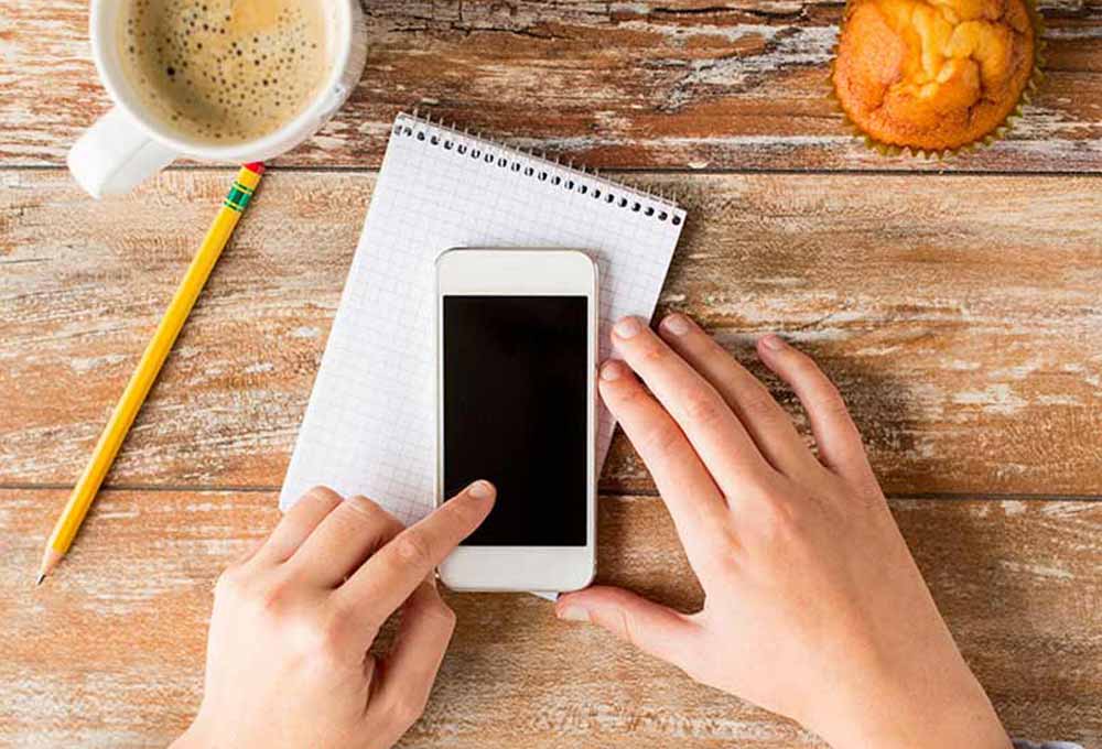 hands holding cell phone