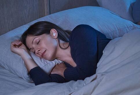 Woman wearing headphones