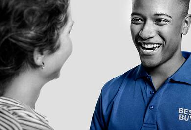 Blue Shirt and customer