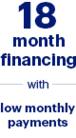 18 month financing with low monthly payments