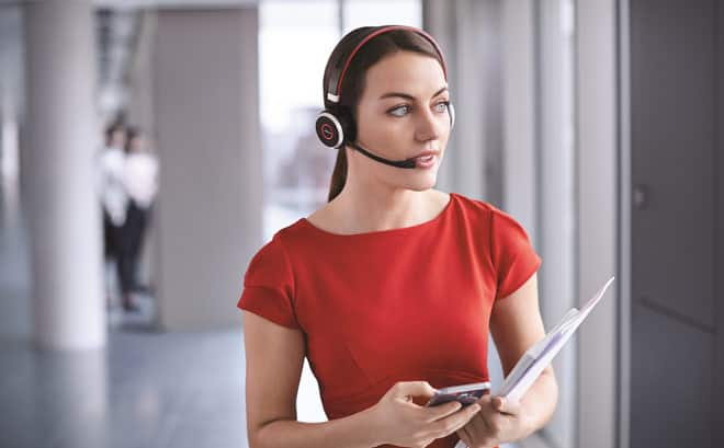 Woman with headset