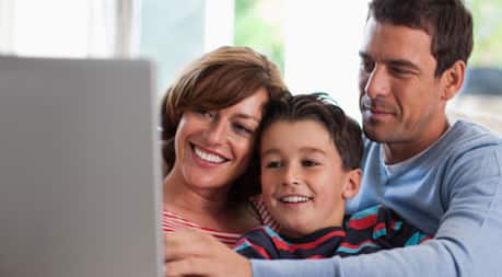 Family using computer