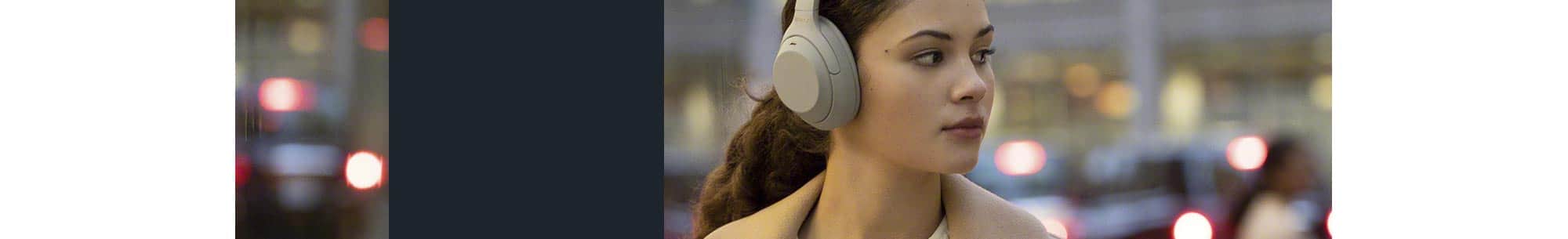 Woman wearing headphones