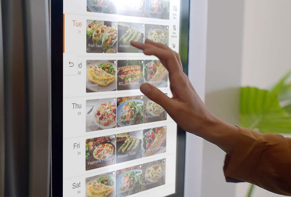 Touch screen on refrigerator