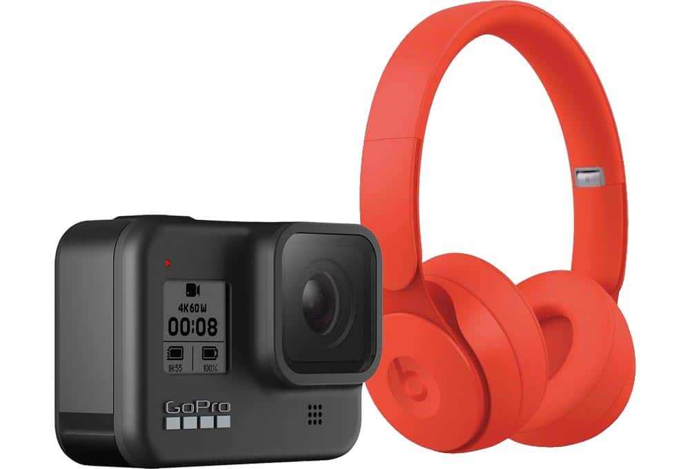 Action camera, headphones