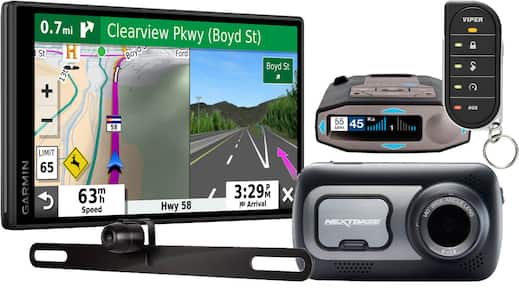 Backup camera, dash camera, GPS, radar detector and key fob