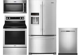 Refrigerator, dishwasher, over-the-range microwave and range