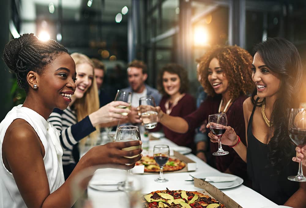 People drinking wine