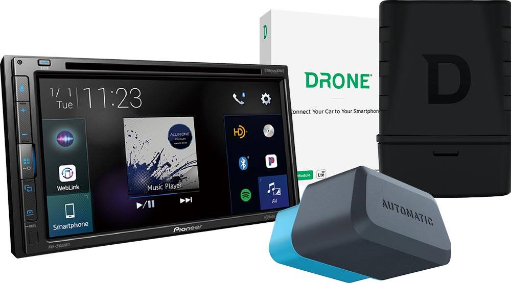 Smartphone vehicle control and GPS tracker, receiver, connected car adapter