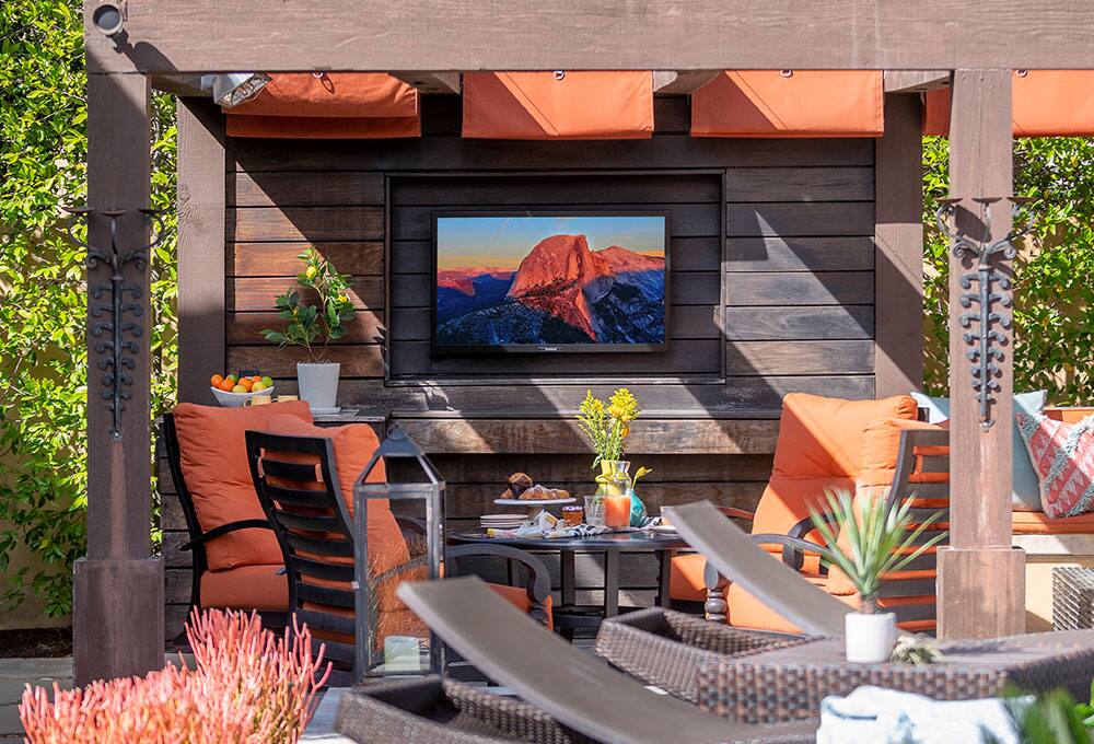 Outdoor living space with TV