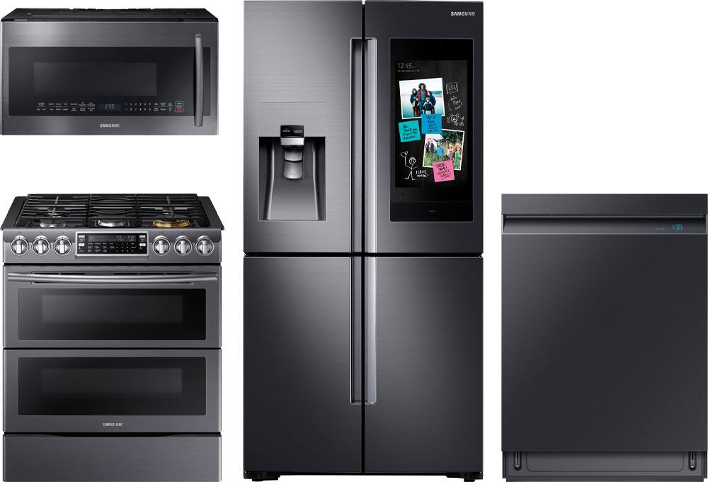Refrigerator, range, dishwasher, microwave