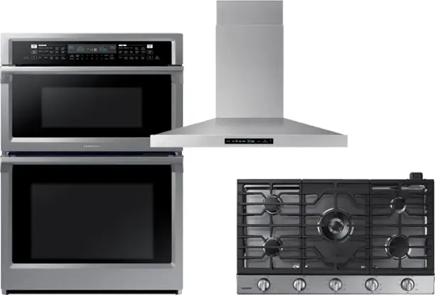 Wall oven, cooktop, and range hood
