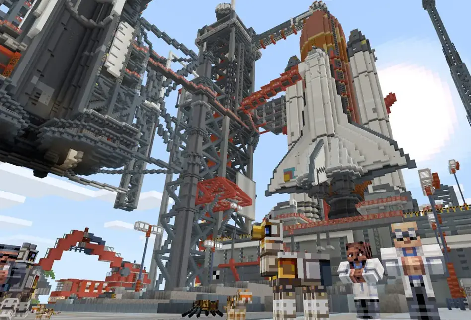 Toy people and space shuttle