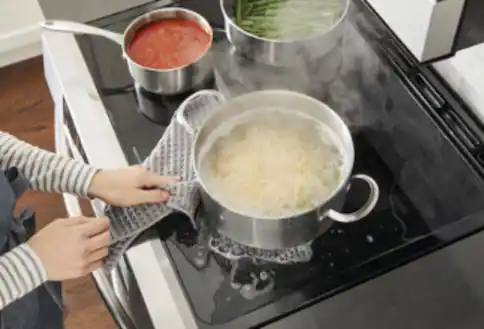Pots on induction cooktop