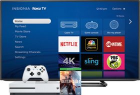 Insignia 55″ 4K LED Smart Ultra HD TV with Roku TV + Microsoft Xbox One S 500GB Battlefield 1 Console with 4K Ultra HD Blu-ray