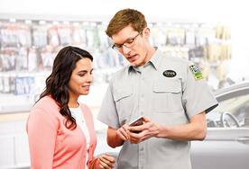 People talking in store