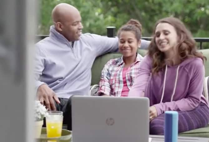 Family on patio