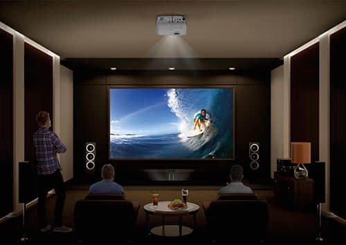 Home theater projector in man cave