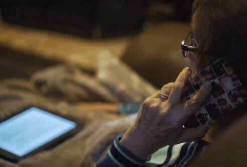 Senior on phone
