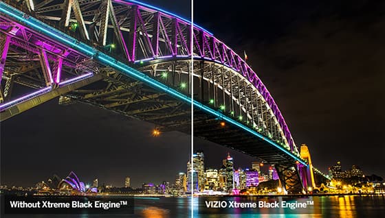 Split screen, without xtreme black engine, VIZIO xtreme black engine
