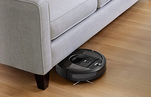 Robot vacuum partly under furniture