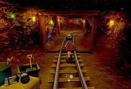 Kid walking in underground mine