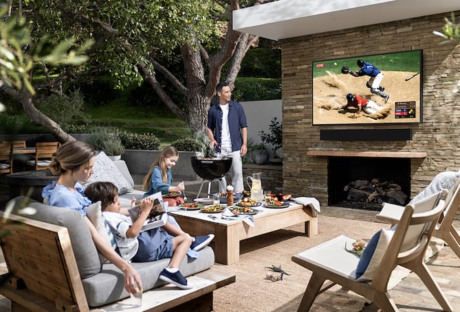 Patio with home theater products