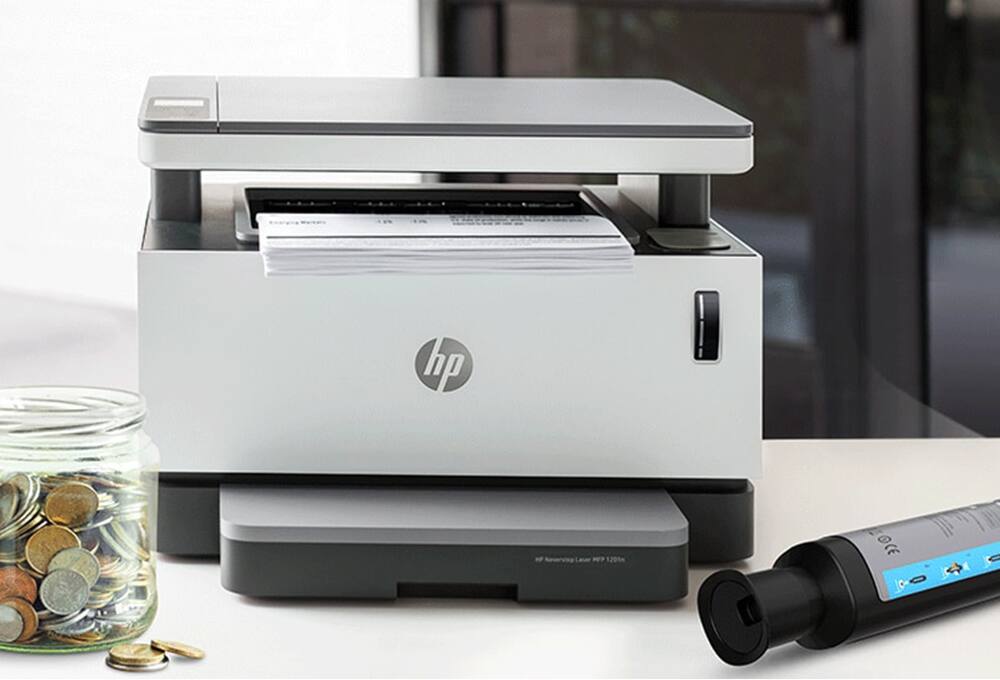 Printer and jar of coins