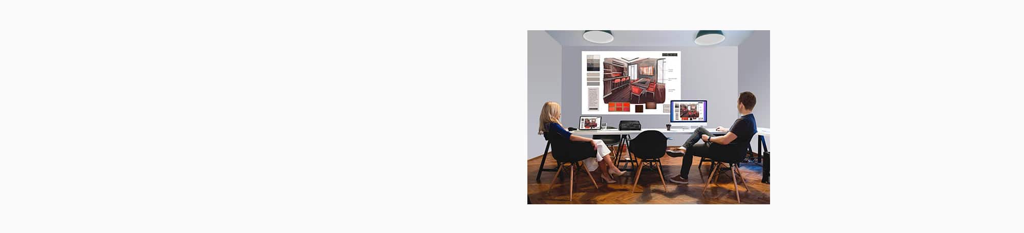 People viewing presentation in a conference room