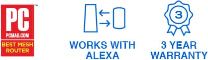 PCmag.com Best Mesh Router, Works with Alexa, 3 year warranty