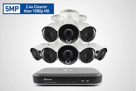 Security system, 5MP, 2.4x clearer than 1080p HD