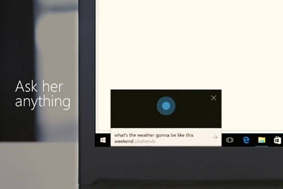 Windows, quesiton to Cortana on screen