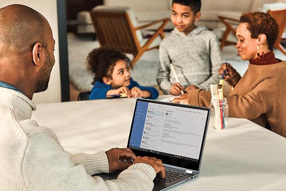 Family around computer