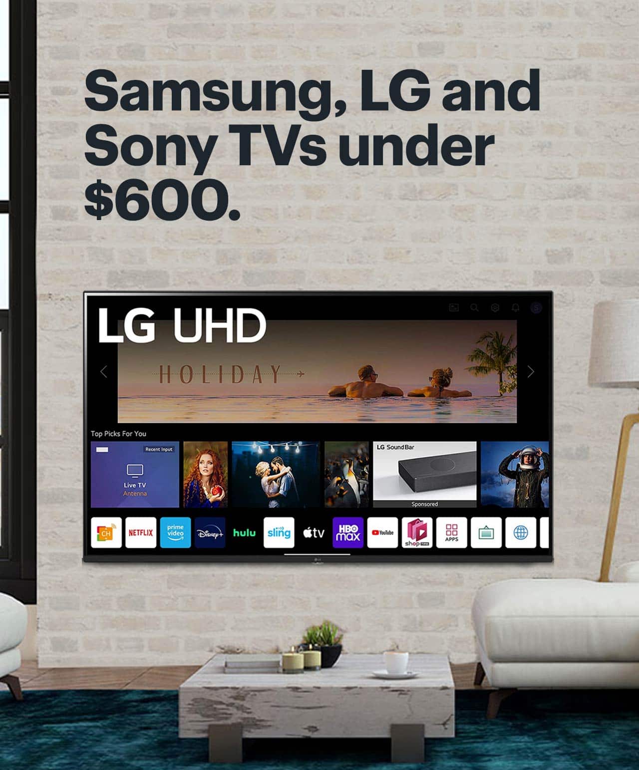 Samsung, LG and Sony TVs under $600.