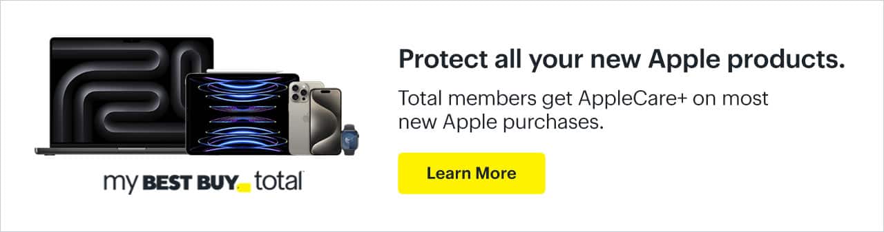 Protect all your new Apple products. Total members get AppleCare+ on most new Apple purchases. Learn more.