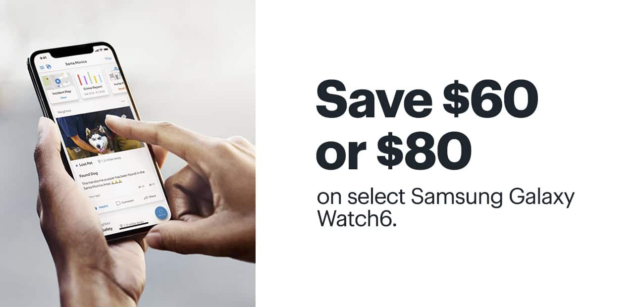 Save $60 or $80 on select Samsung Galaxy Watch6.